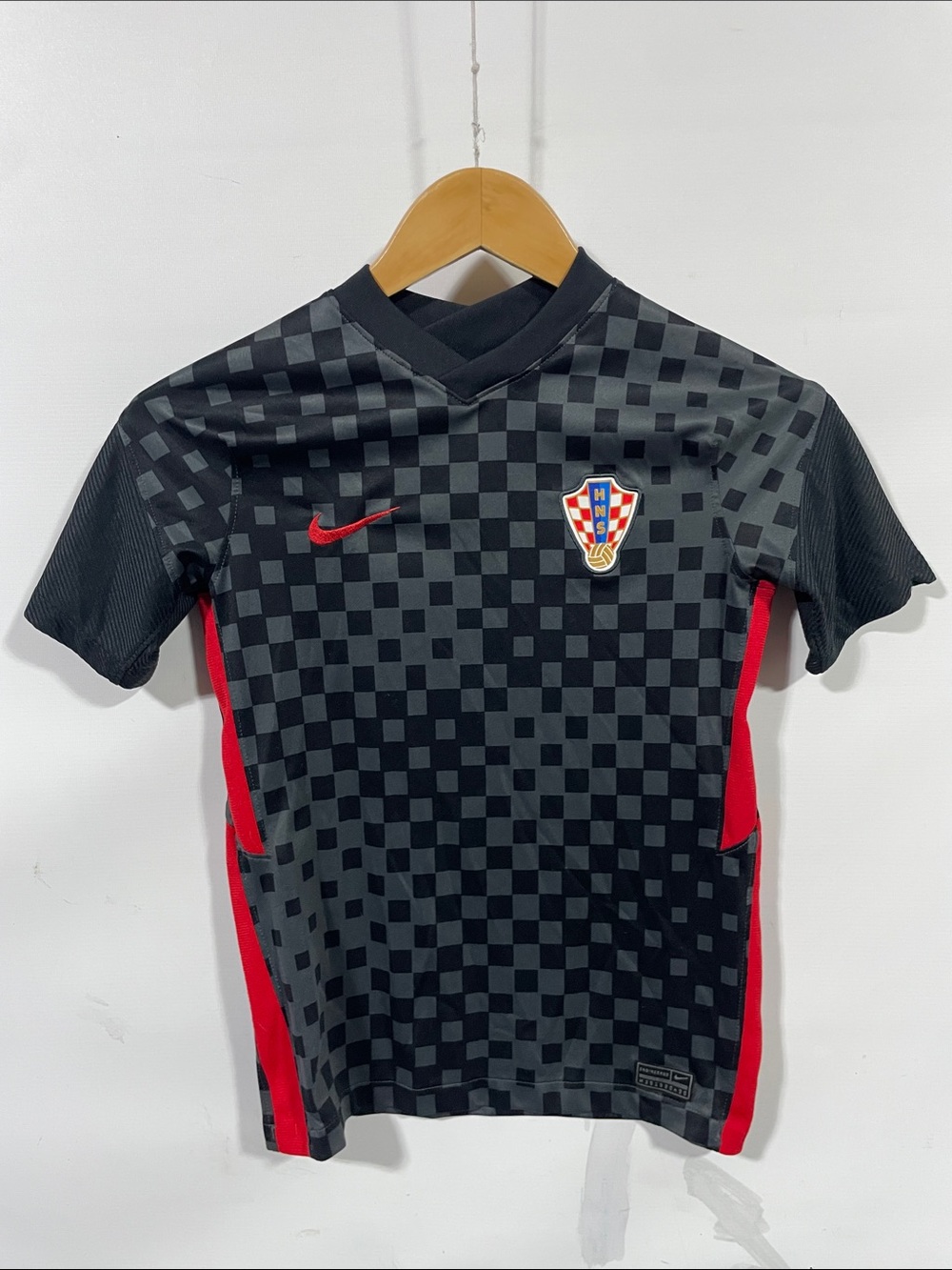 Nike Croatian HNS Black & Red Checkerboard Kids Soccer Jersey